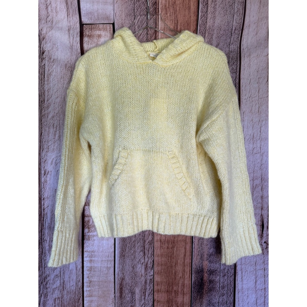 Pilcro Hooded Sweater Chunky‎ Knit Butter Yellow Cozy XS Winter Neutral NWT Flaw